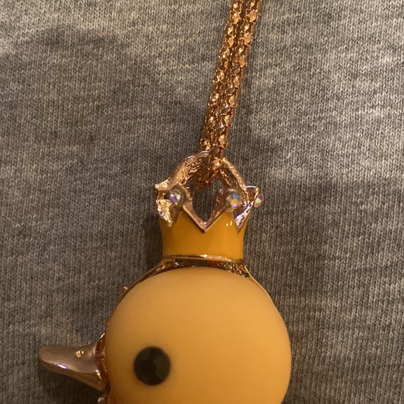 Betsey Johnson Crowned Yellow Duck Necklace with Jewels - Picture 3 of 5